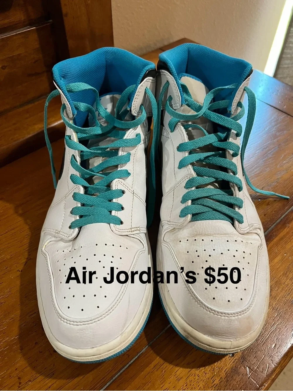 Air Jordan 1 Mid White Black Teal Mesh Interior